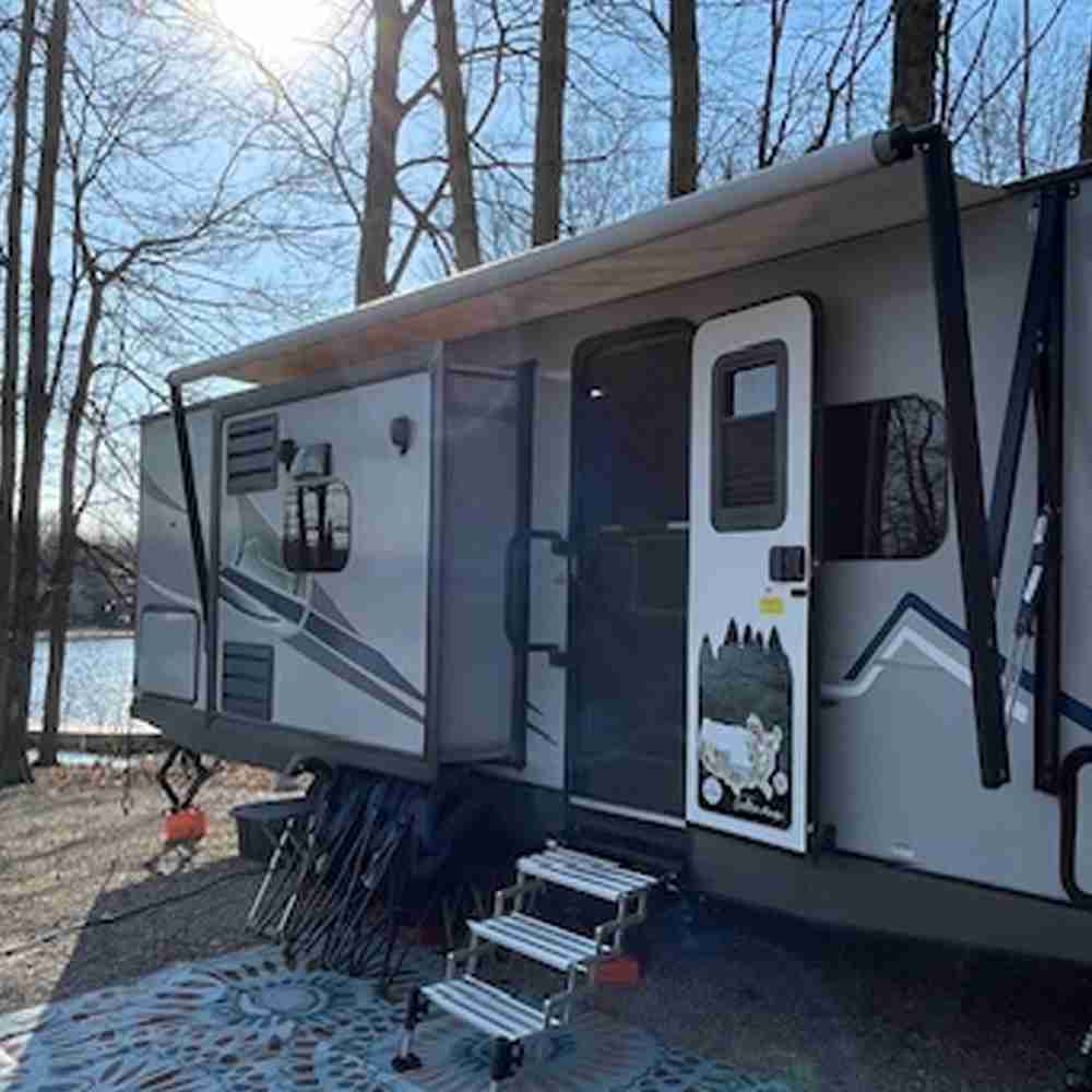 Black Forest Adventure Board that has Personalization on a travel trailer
